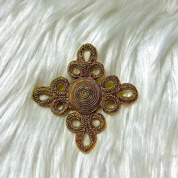Brooch Pin Gold Tone Statement Vintage 90’s - Picture 1 of 7